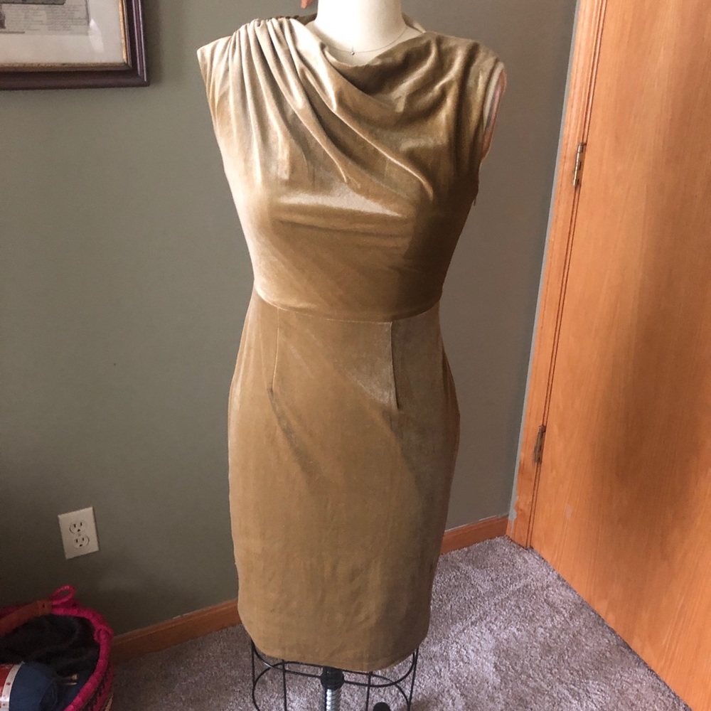 Retro style golden color cocktail dress